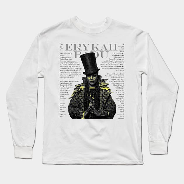 Erykah Retro Text Grey Long Sleeve T-Shirt by Oges Rawon